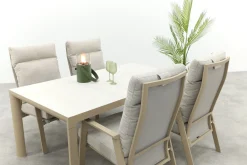 Lagos/Kings verstelbare 4-persoons tuinset 180x100 cm. - Latte