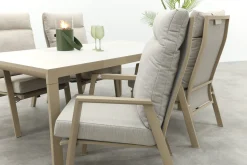 Lagos/Kings verstelbare 4-persoons tuinset 180x100 cm. - Latte