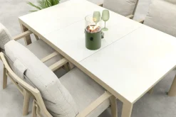 Lagos/Kings verstelbare 4-persoons tuinset 180x100 cm. - Latte