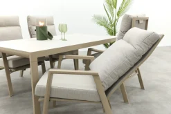 Lagos/Kings verstelbare 4-persoons tuinset 180x100 cm. - Latte