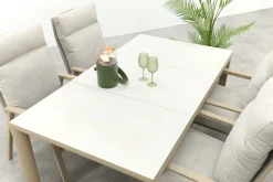 Lagos/Kings verstelbare 4-persoons tuinset 180x100 cm. - Latte
