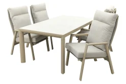 Lagos/Kings verstelbare 4-persoons tuinset 180x100 cm. - Latte