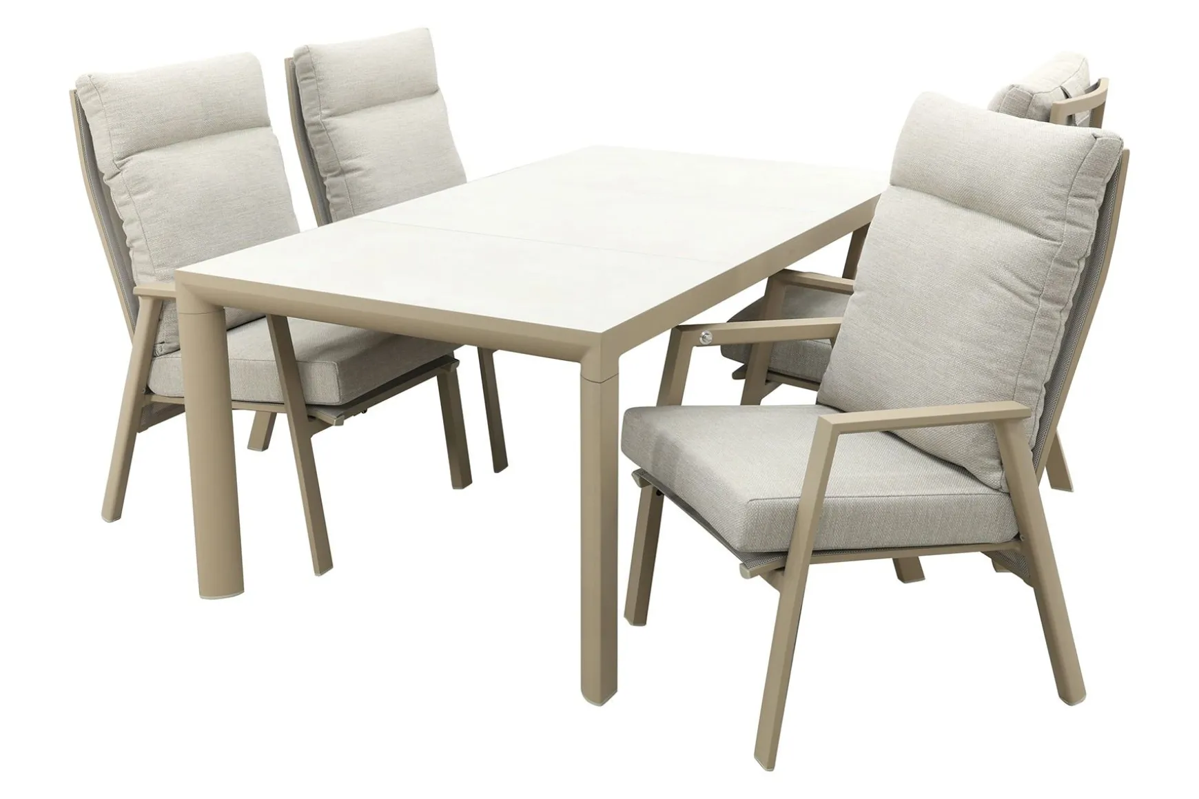 Lagos/Kings verstelbare 4-persoons tuinset 180x100 cm. - Latte