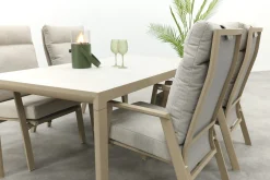Lagos/Kings verstelbare 4-persoons tuinset 180x100 cm. - Latte