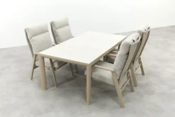 Lagos/Kings verstelbare 4-persoons tuinset 180x100 cm. - Latte