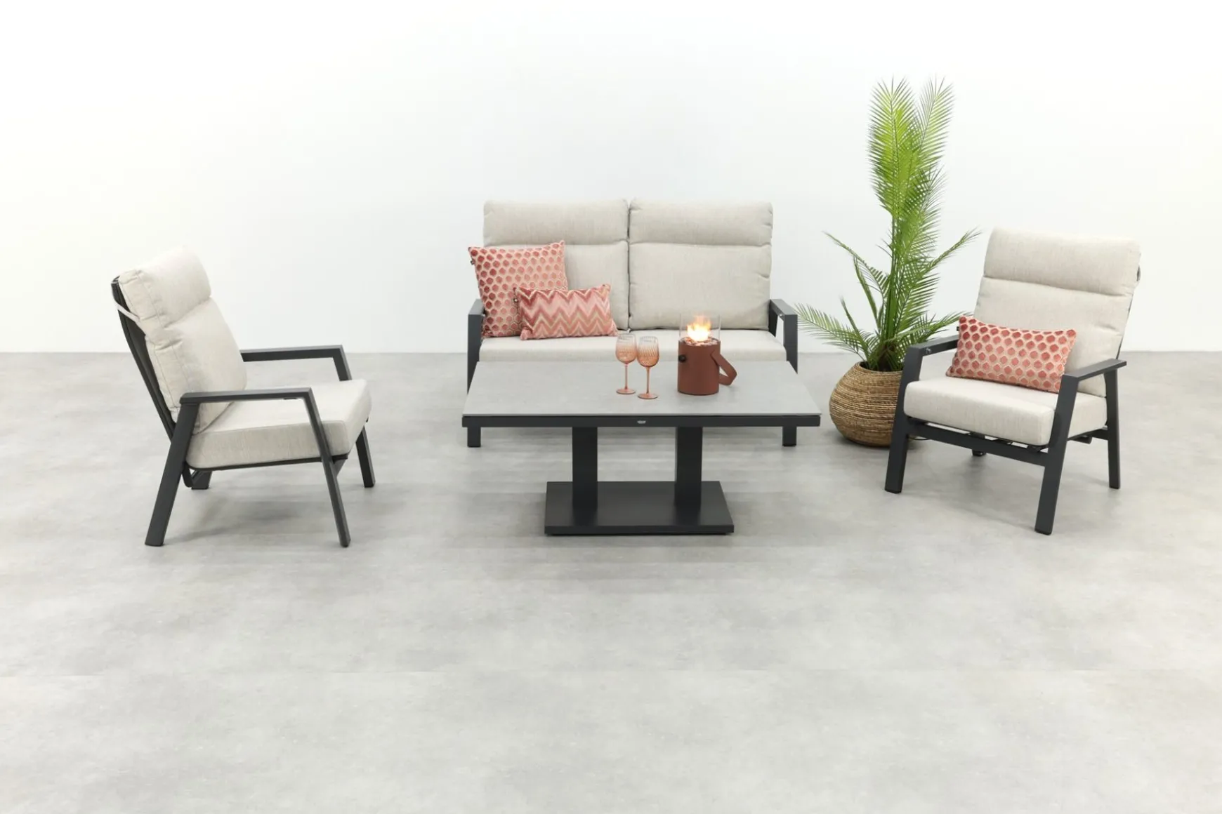 Lagos/Milford stoel-bank loungeset 4-delig verstelbaar