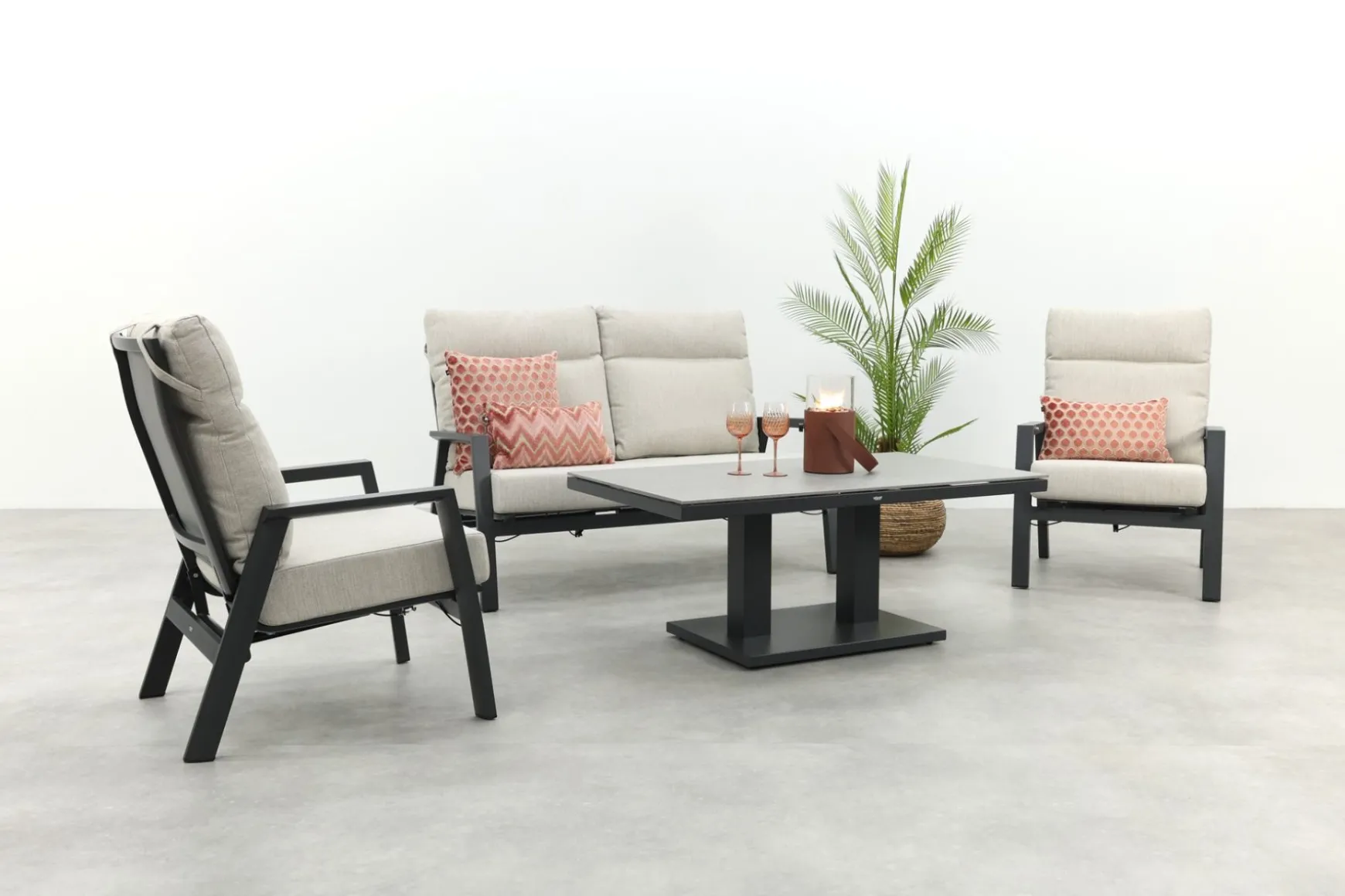 Lagos/Milford stoel-bank loungeset 4-delig verstelbaar