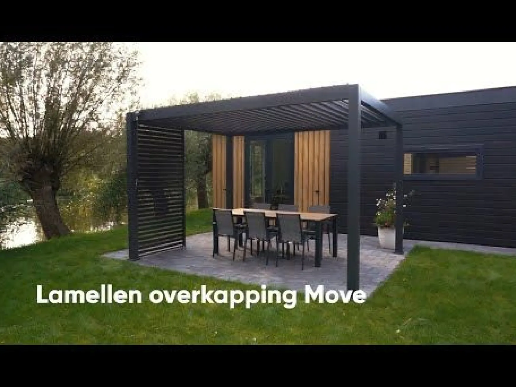 Lamellen overkapping - 4x3 m. - Aluminium - Antraciet - Move