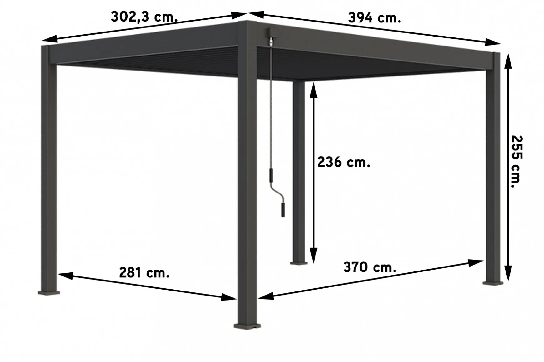 Lamellen overkapping - 4x3 m. - Aluminium - Antraciet - Move