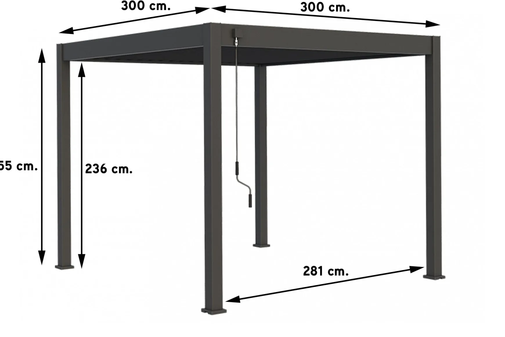 Lamellen overkapping - 3x3 m. - Aluminium - Antraciet - Move