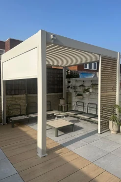Lamellen overkapping - 3x3 m. - Aluminium - Zand - Move