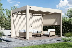 Lamellen overkapping - 4x3 m. - Aluminium - Zand - Move