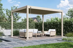Lamellen overkapping - 4x3 m. - Aluminium - Zand - Move
