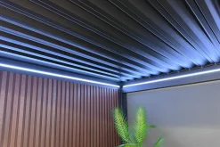 Lamellen Overkapping 4x3 m. Aluminium - Elektrisch Dak & LED Verlichting - Move Deluxe Antraciet