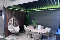 Lamellen Overkapping 4x3 m. Aluminium - Elektrisch Dak & LED Verlichting - Move Deluxe Antraciet