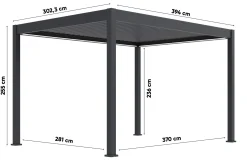 Lamellen Overkapping 4x3 m. Aluminium - Elektrisch Dak & LED Verlichting - Move Deluxe Antraciet