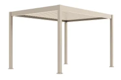 Lamellen Overkapping 4x3 m. Aluminium - Elektrisch Dak & LED Verlichting - Move Deluxe Zand