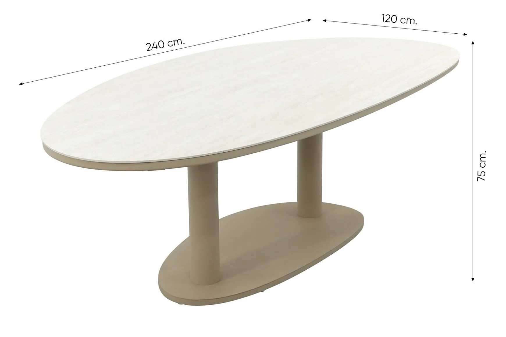Lecce organische tuintafel 240x120 cm. - Latte