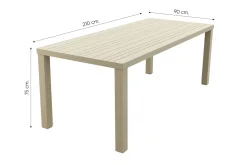 Lena dining tuintafel aluminium 210x90 cm. - Latte