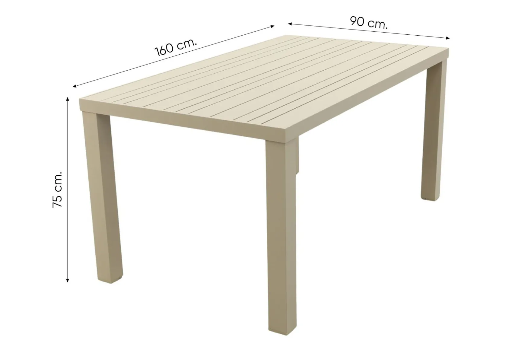 Lena dining tuintafel aluminium 160x90 cm. - Latte