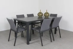Lima/Alma 6-persoons stapelbare tuinset 160x90 cm. - Antraciet