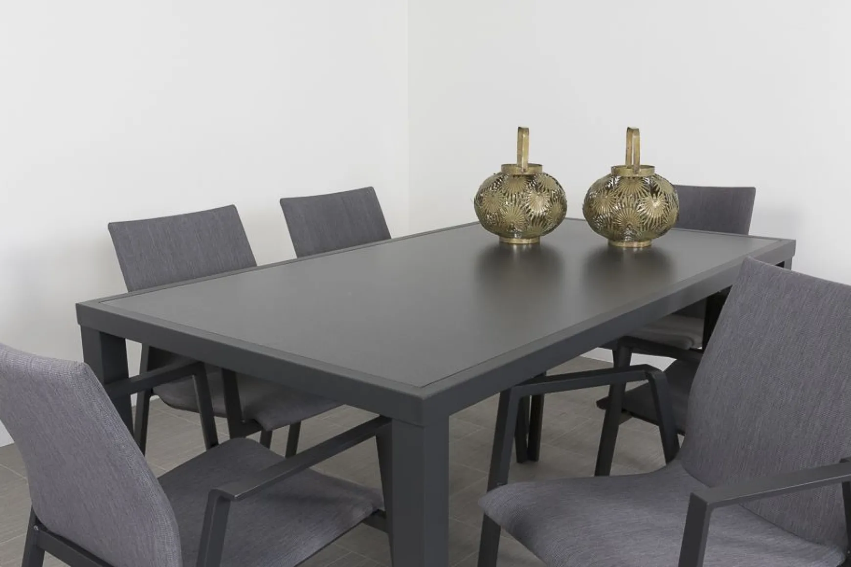 Lima/Alma 6-persoons stapelbare tuinset 160x90 cm. - Antraciet