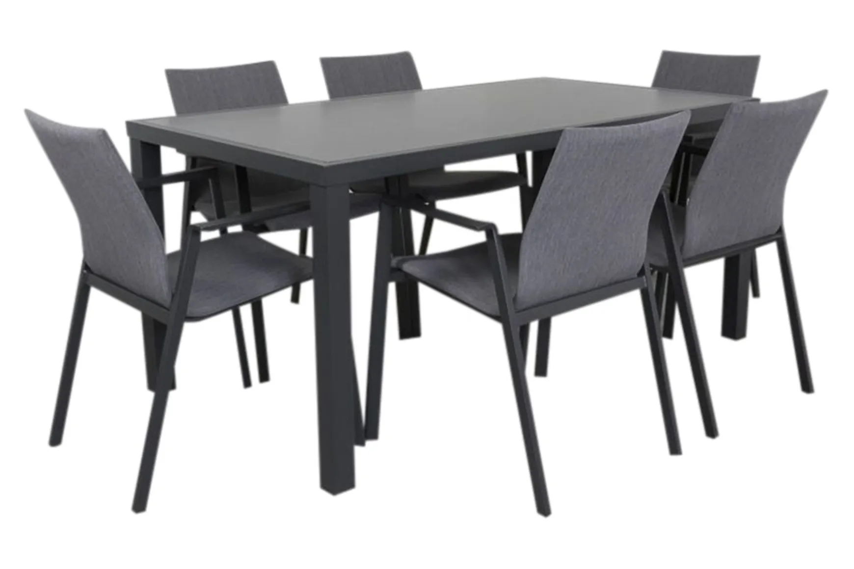 Lima/Alma 6-persoons stapelbare tuinset 160x90 cm. - Antraciet