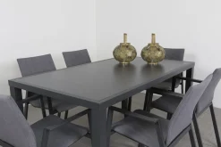 Lima/Alma 6-persoons stapelbare tuinset 160x90 cm. - Antraciet