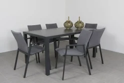 Lima/Alma 6-persoons stapelbare tuinset 160x90 cm. - Antraciet