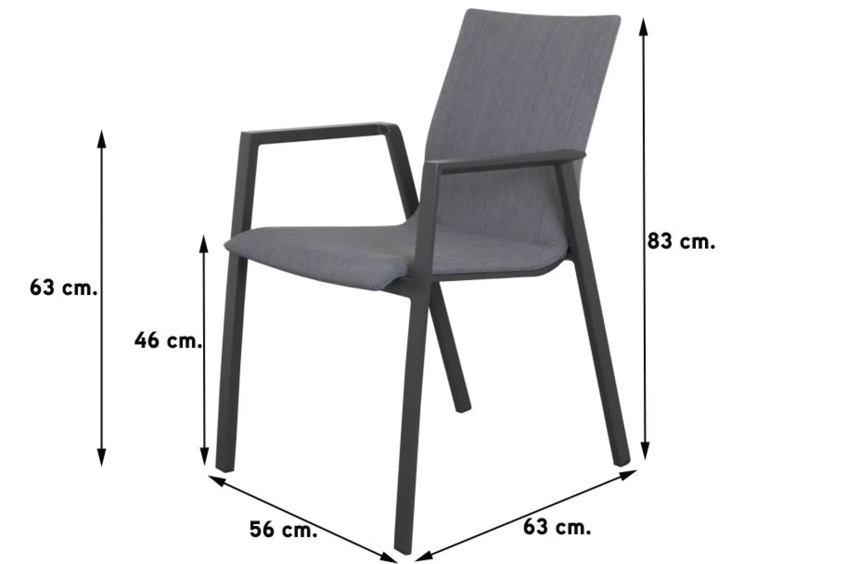 Lima/Alma 6-persoons stapelbare tuinset 160x90 cm. - Antraciet