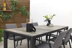 Lima/Kings 6-persoons stapelbare dining tuinset 220x100 cm. - Antraciet
