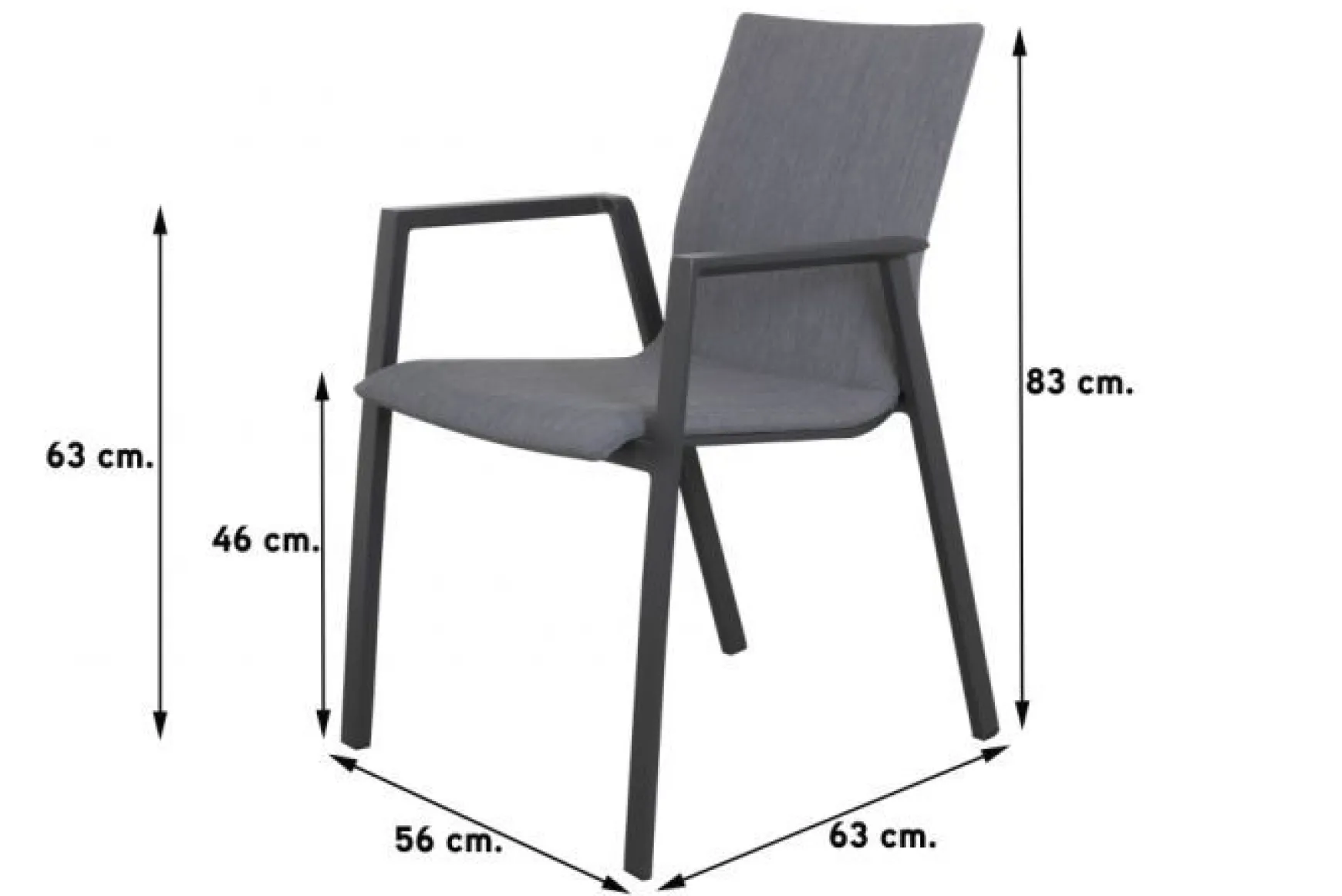 Lima/Kings 6-persoons stapelbare dining tuinset 220x100 cm. - Antraciet