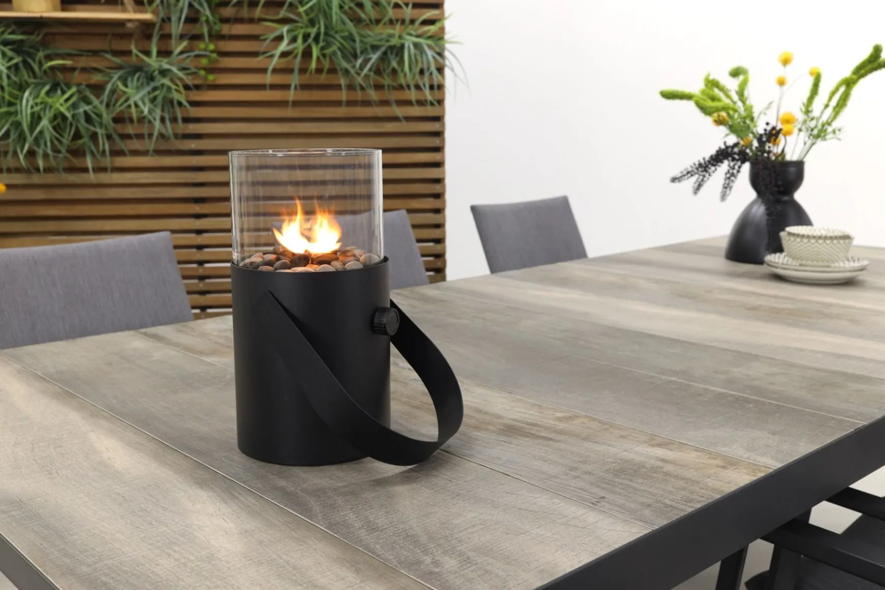 Lima/Kings 6-persoons stapelbare dining tuinset 220x100 cm. - Antraciet