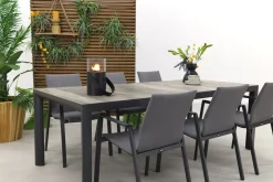 Lima/Kings 6-persoons stapelbare dining tuinset 220x100 cm. - Antraciet