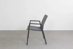Lima/Kings 6-persoons stapelbare dining tuinset 220x100 cm. - Antraciet