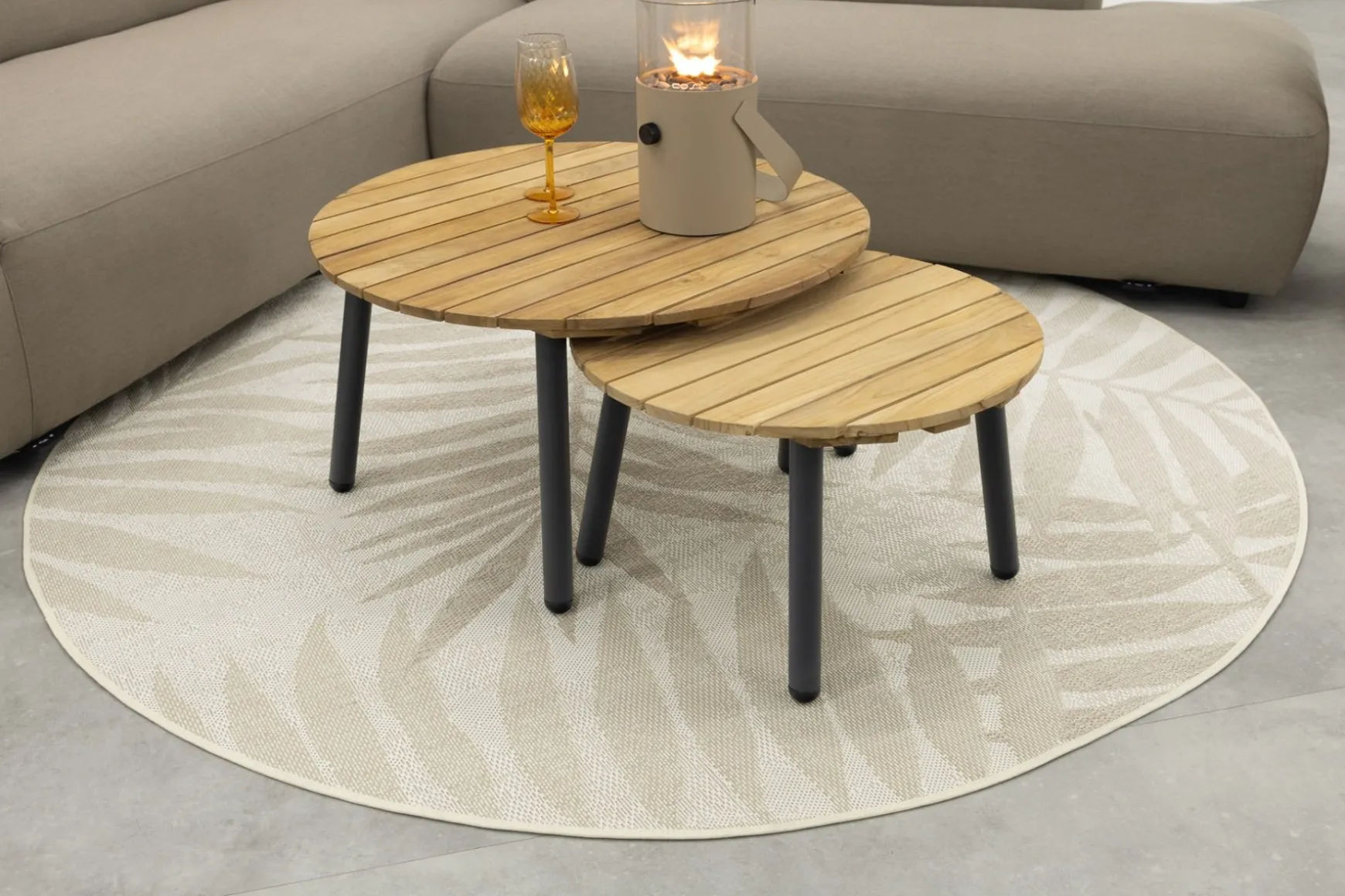 Lissabon/Mindo Sunbrella (Sit&Heat) verwarmde loungeset - Taupe/Teak