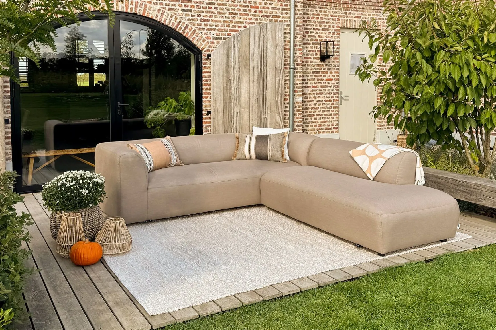 Lissabon Sunbrella (Sit & Heat) verwarmde hoekbank - Taupe