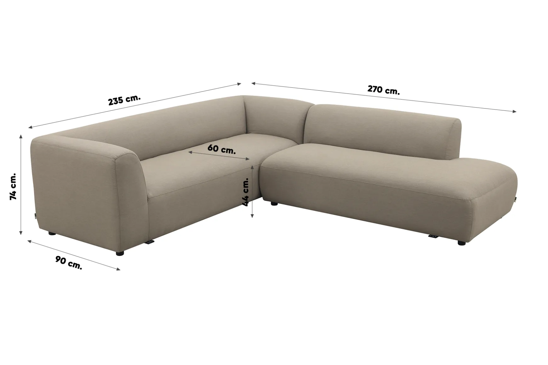 Lissabon Sunbrella (Sit & Heat) verwarmde hoekbank - Taupe