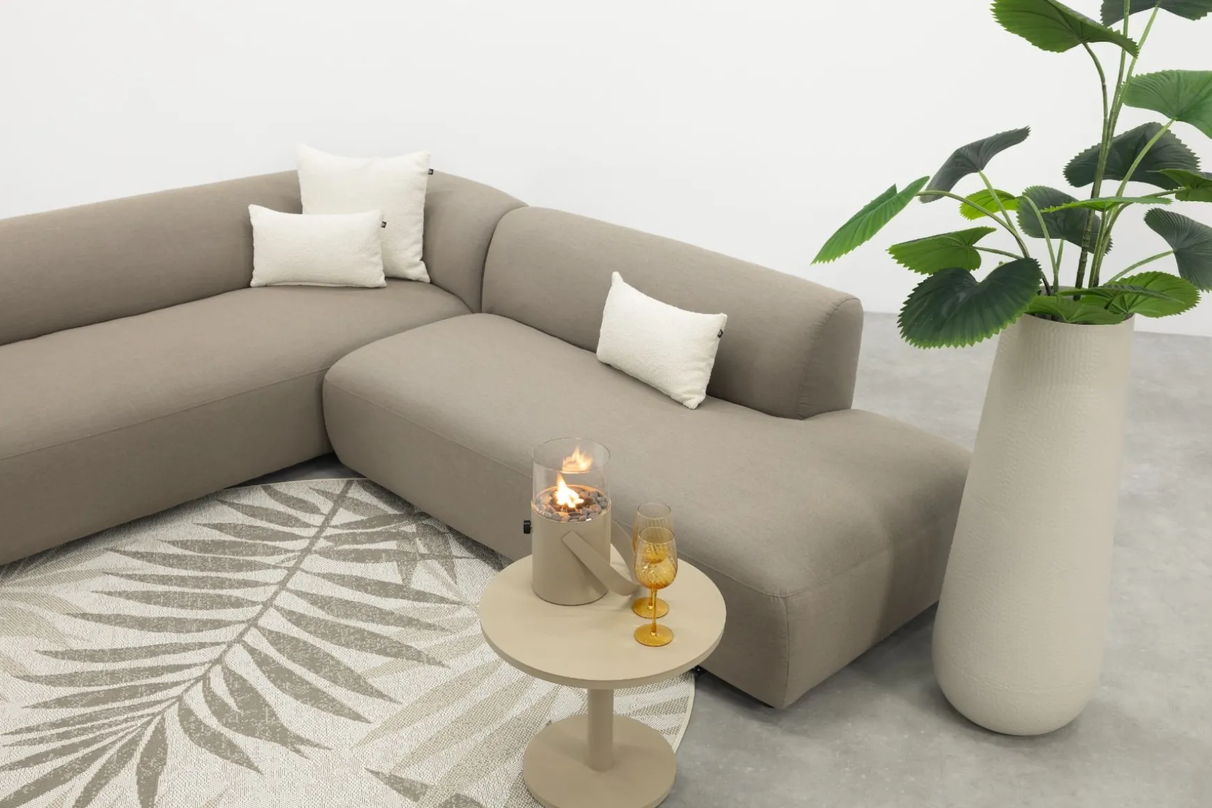 Lissabon Sunbrella (Sit & Heat) verwarmde hoekbank - Taupe