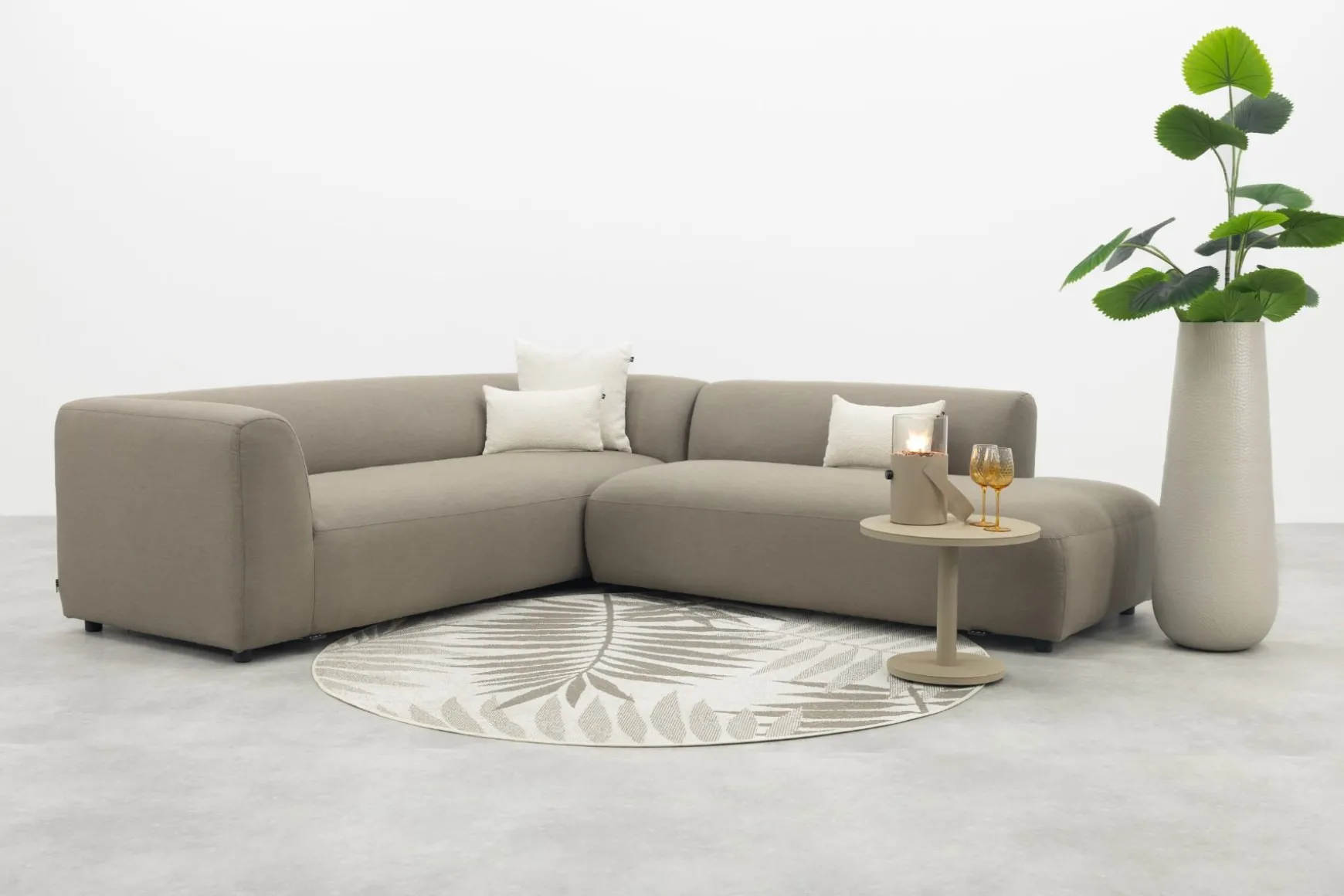 Lissabon Sunbrella (Sit & Heat) verwarmde hoekbank - Taupe