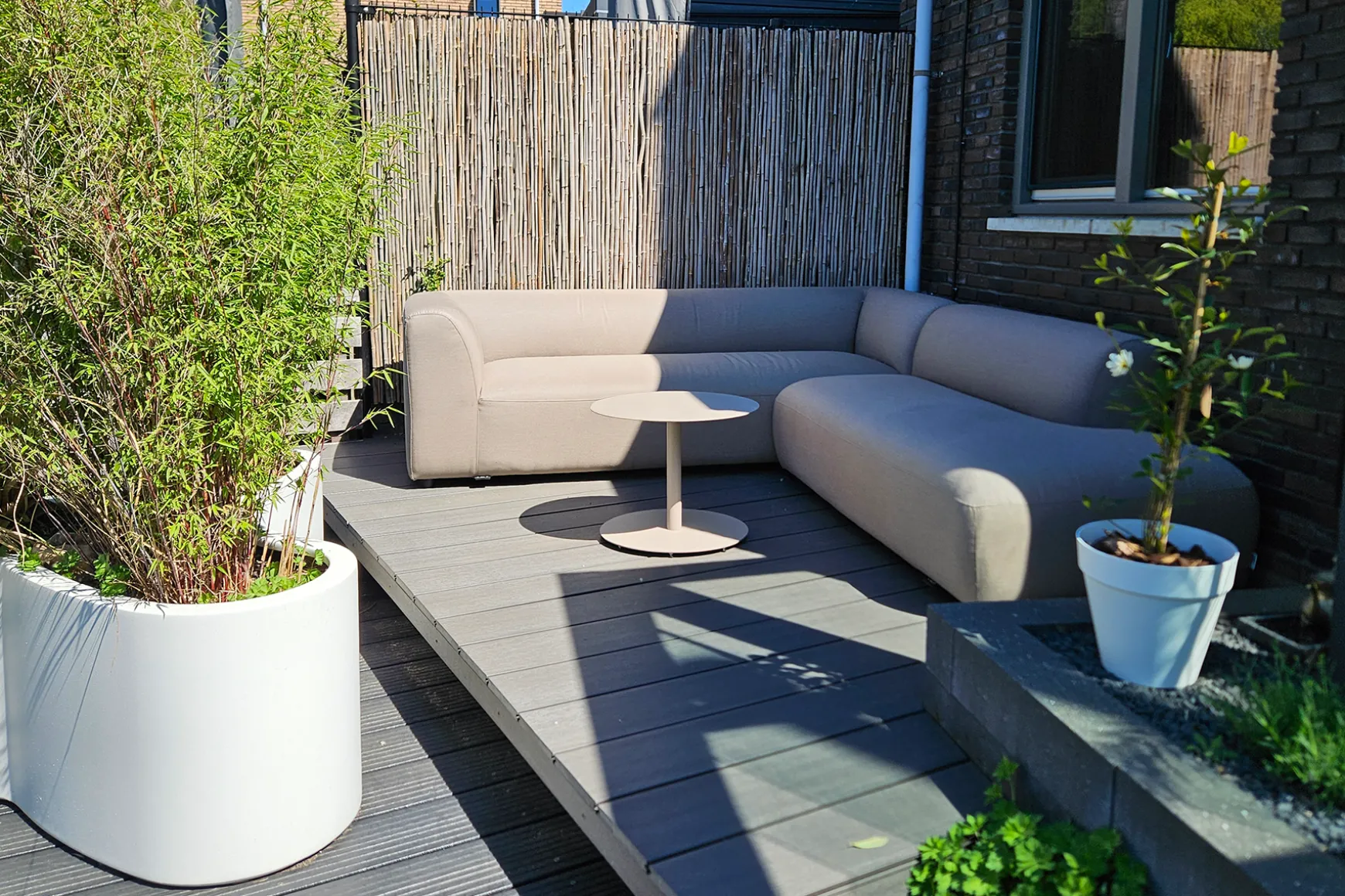 Lissabon Sunbrella (Sit & Heat) verwarmde hoekbank - Taupe