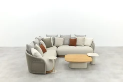 Loom rope loungeset met teak detail - Mokka