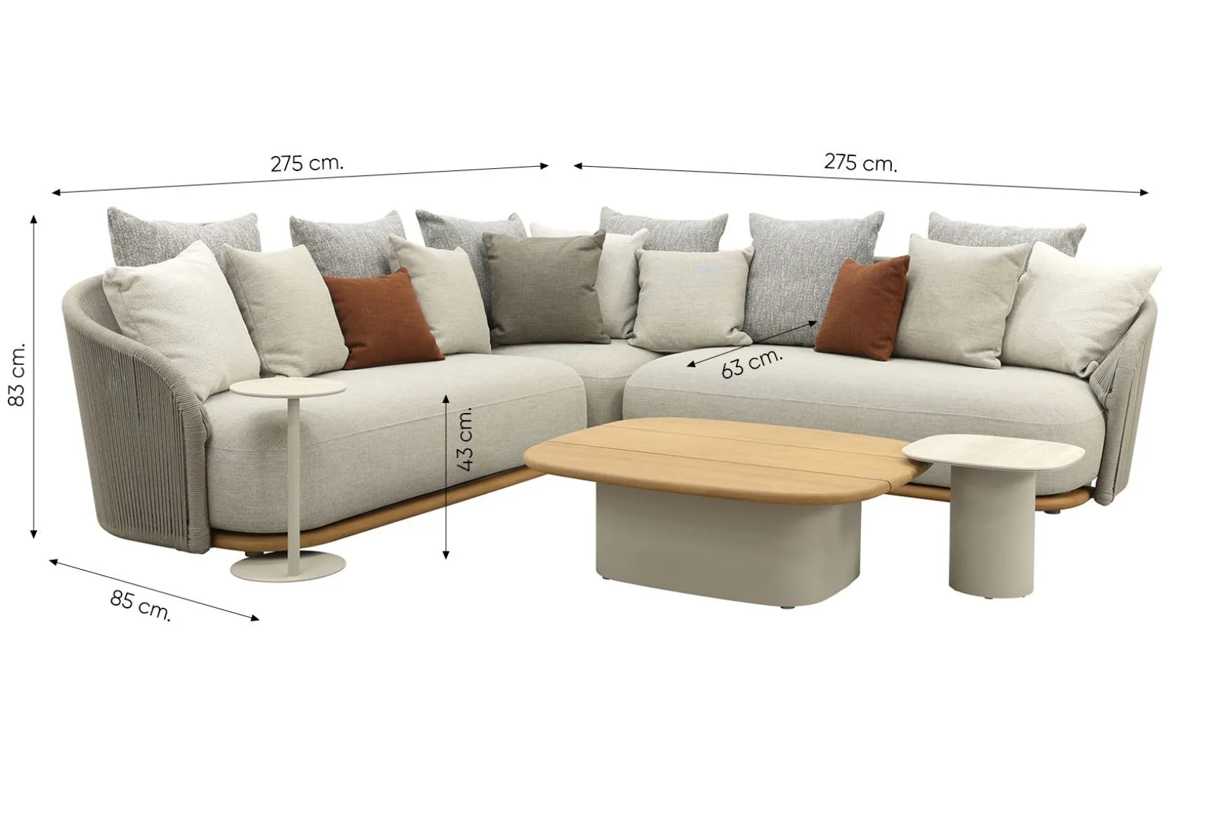 Loom rope loungeset met teak detail - Mokka