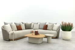 Loom rope loungeset met teak detail - Mokka
