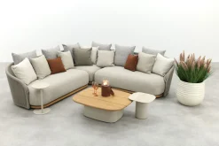 Loom rope loungeset met teak detail - Mokka