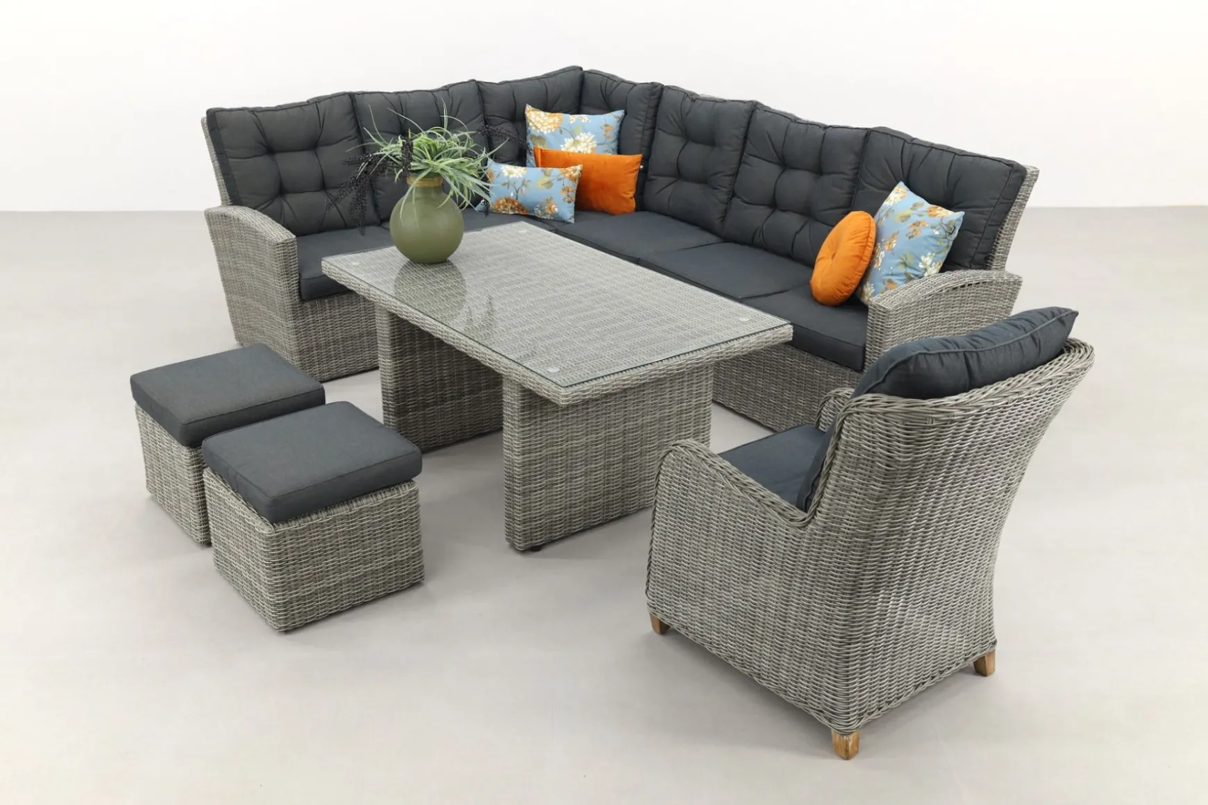 Lounge/diningset San Marino - Paloma grijs + torino tuinstoel