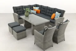 Lounge/diningset San Marino - Paloma grijs + 2x Mante tuinstoel