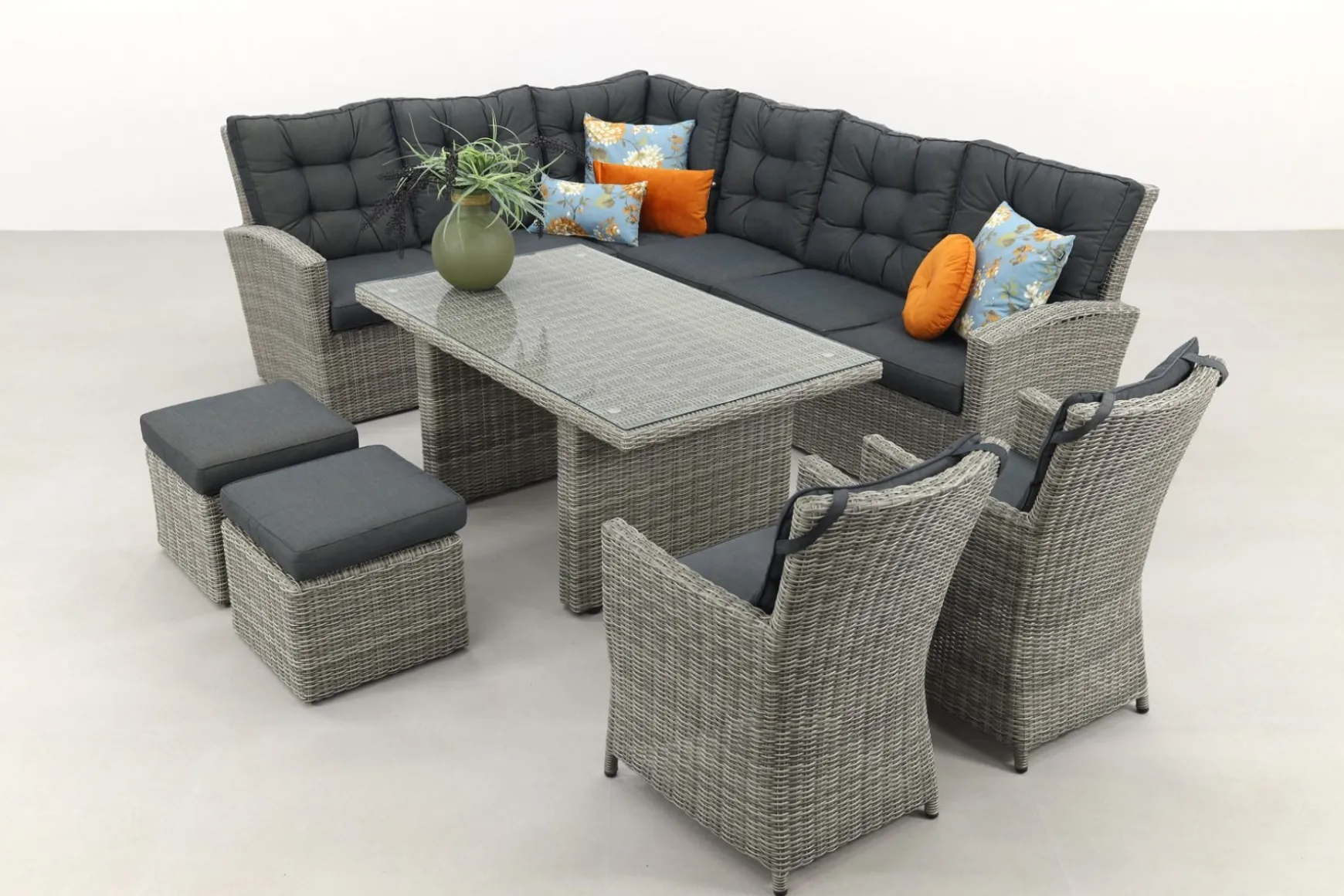 Lounge/diningset San Marino - Paloma grijs + 2x Mante tuinstoel