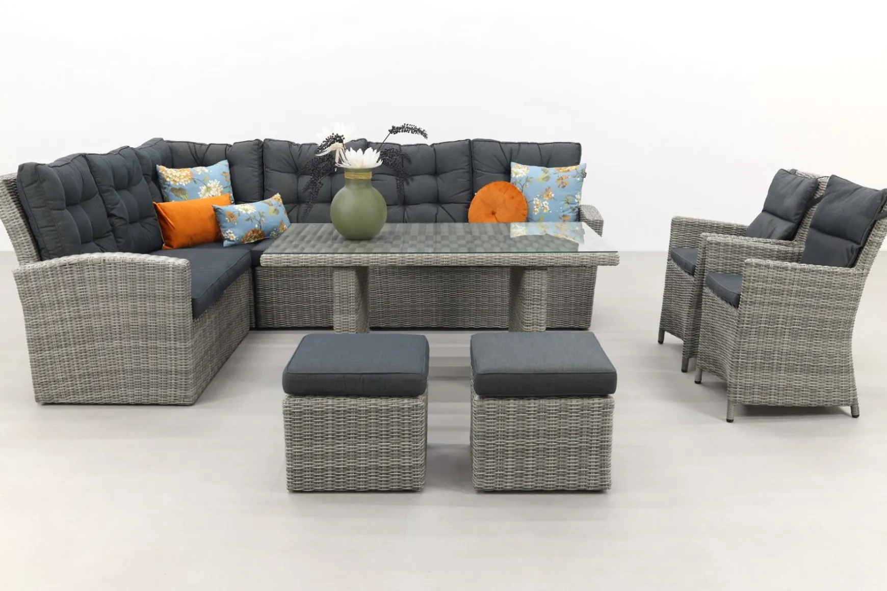 Lounge/diningset San Marino - Paloma grijs + 2x Mante tuinstoel