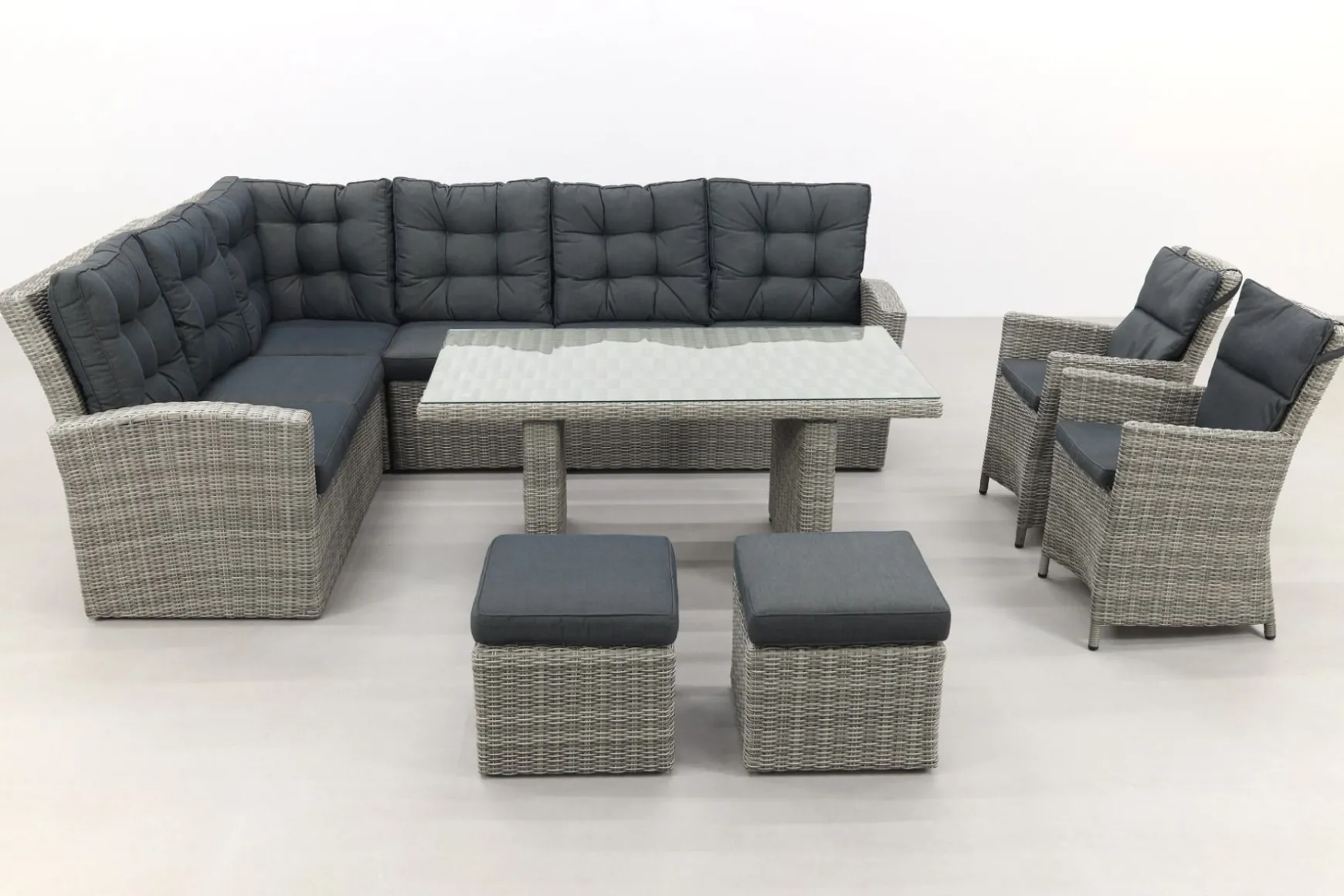 Lounge/diningset San Marino - Paloma grijs + 2x Mante tuinstoel